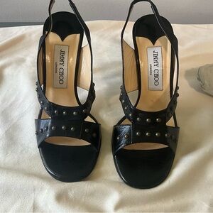 Jimmy Choo Black Leather Studded Heels